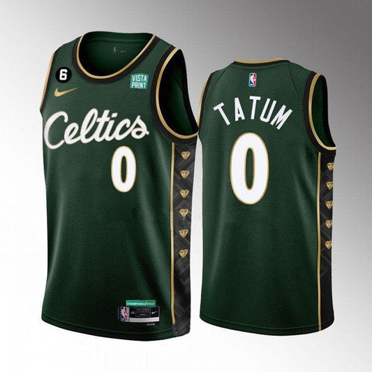 Boston Celtics #0 Jayson Tatum Green 2022-23 City Edition No.6 Patch Stitched Basketball Jersey